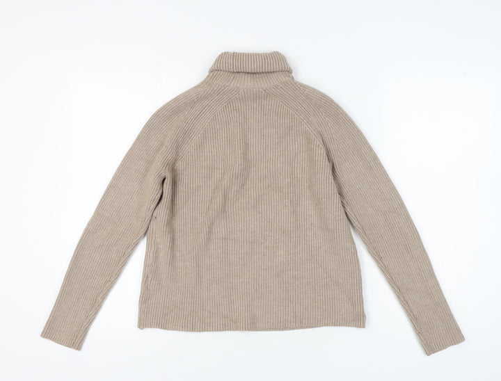 Marks and Spencer Women's Beige Roll Neck Jumper, Size S, Casual