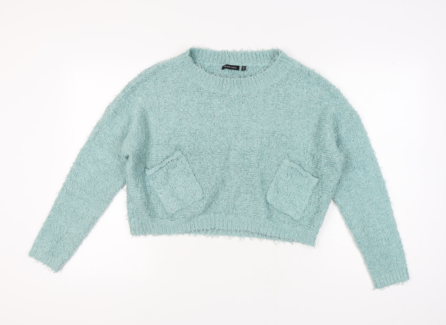 Brave Soul Women's Blue Chunky Knit Jumper Size 14