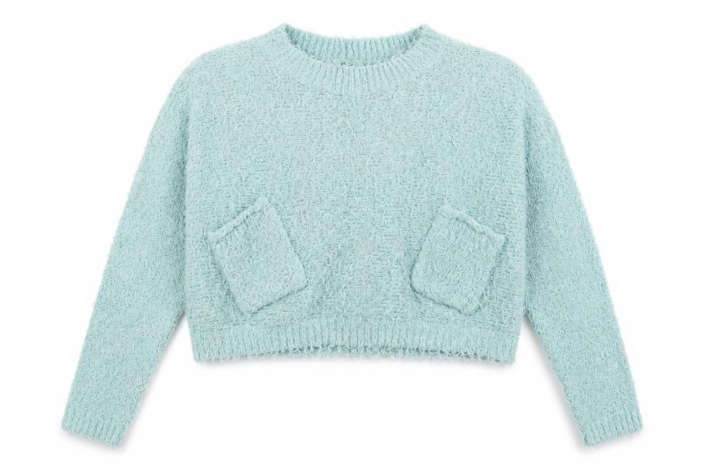 Front view of Brave Soul Women's Blue Chunky Knit Jumper, size 14