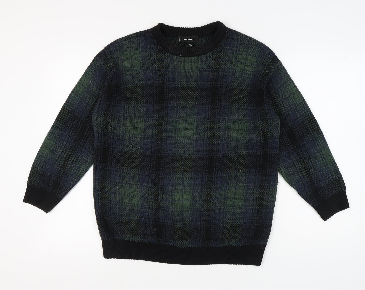 Monki Women's Multicoloured Plaid Acrylic Pullover XS