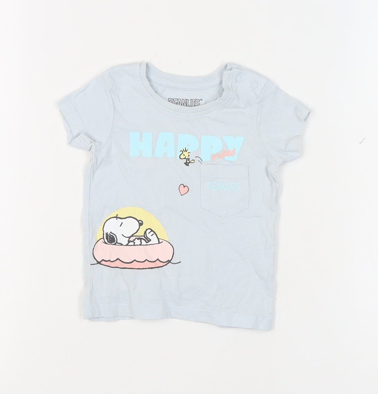 Primark Peanuts Blue T-Shirt 6-9 Months Unisex Toddlers