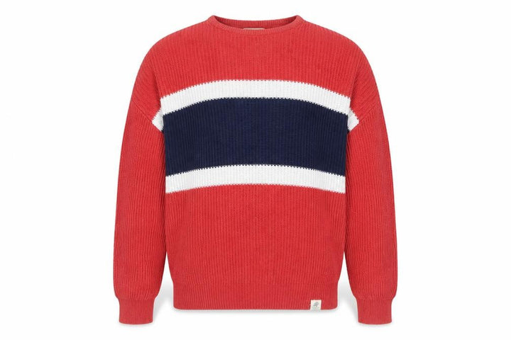 Pull&Bear Men's Red Striped Pullover Jumper XS