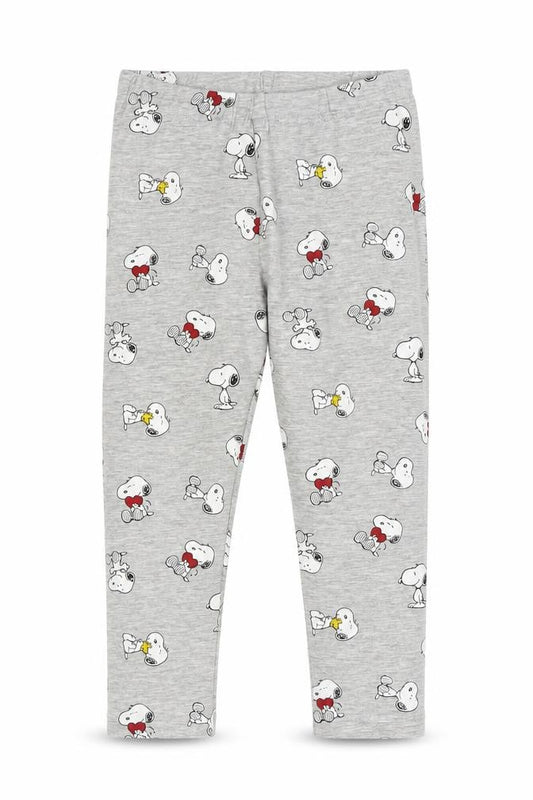 Front view of H&M girls’ grey snoopy ankle leggings 4 years cotton blend