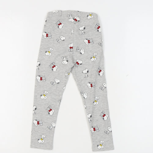 H&M Girls Grey Snoopy Ankle Leggings 4 Years Cotton Blend