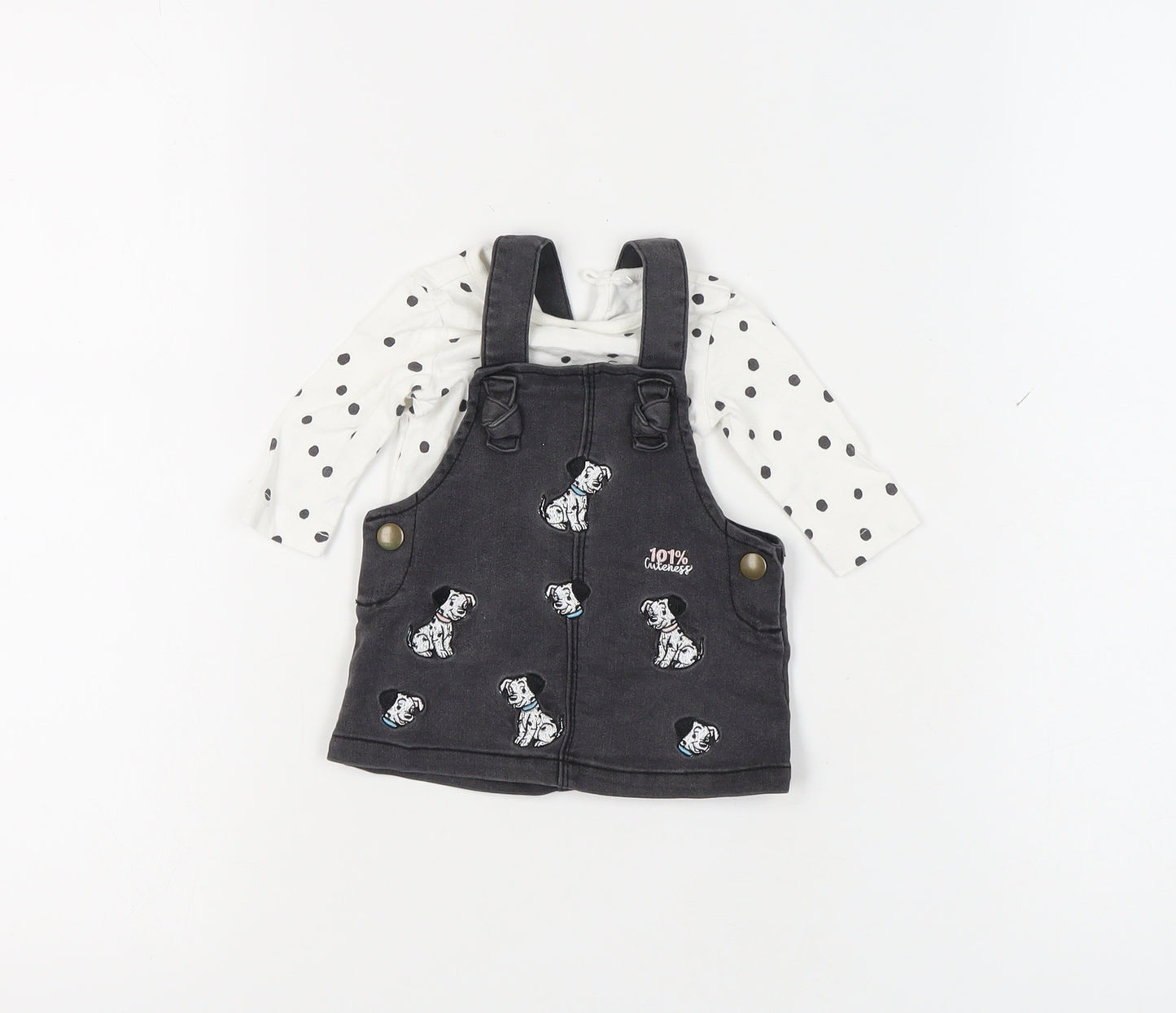 George Baby Black Dalmatians Pinafore Dress Newborn