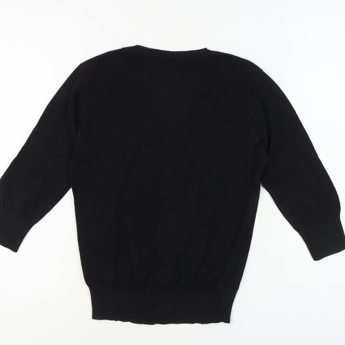 Benetton Women's Black Pullover Jumper S 3/4 Sleeve