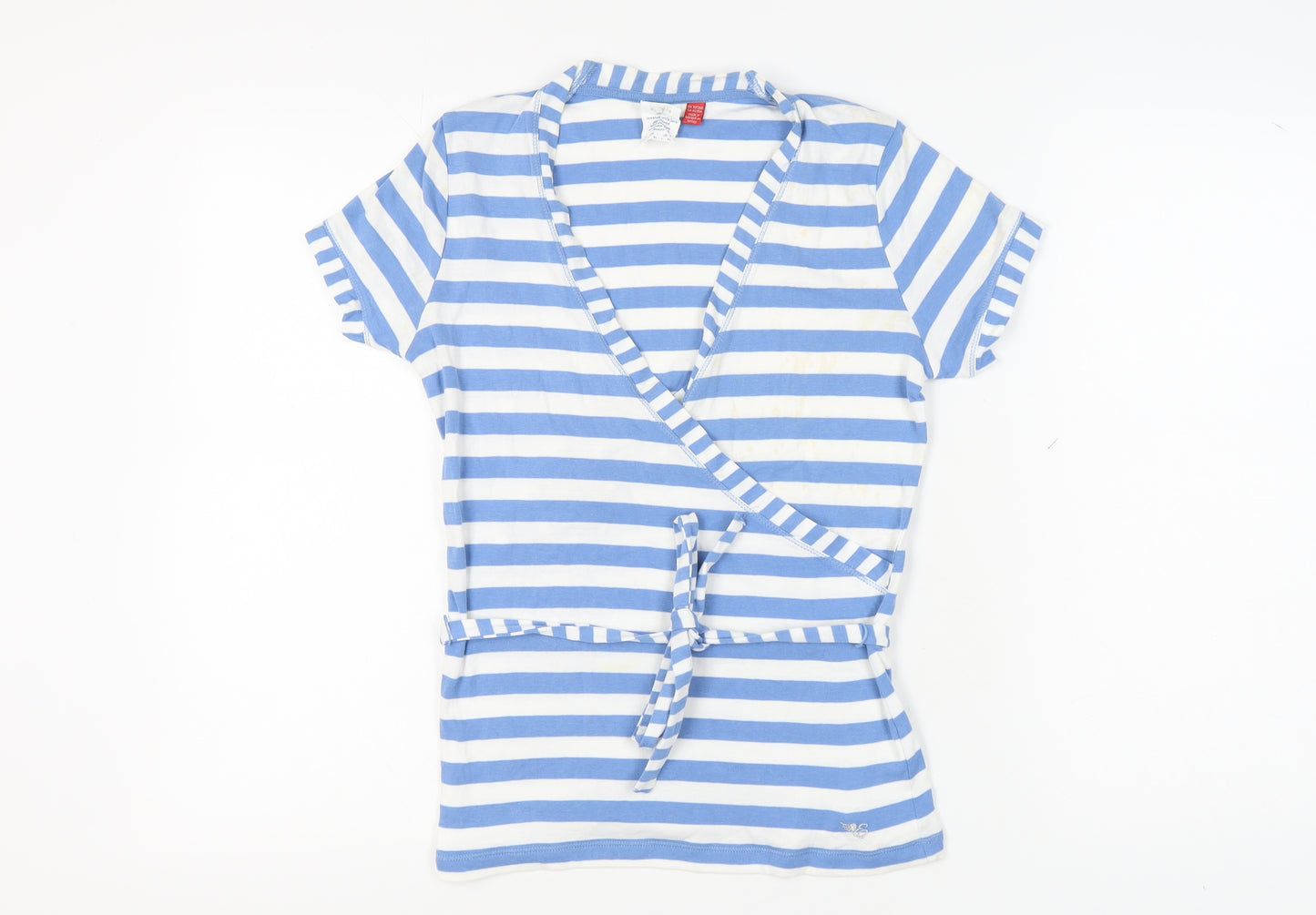 Esprit Women's Blue Stripe Wrap T-Shirt, Size L