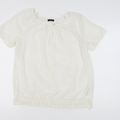 M&Co Women's Ivory Lace Accent Top Size 14
