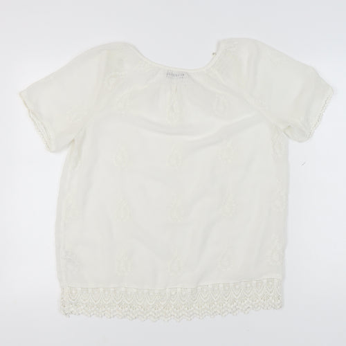 M&Co Women's Ivory Lace Accent Top Size 14