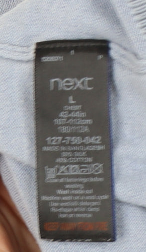 Next Men's Blue Polo Shirt, L, Solid Short Sleeve