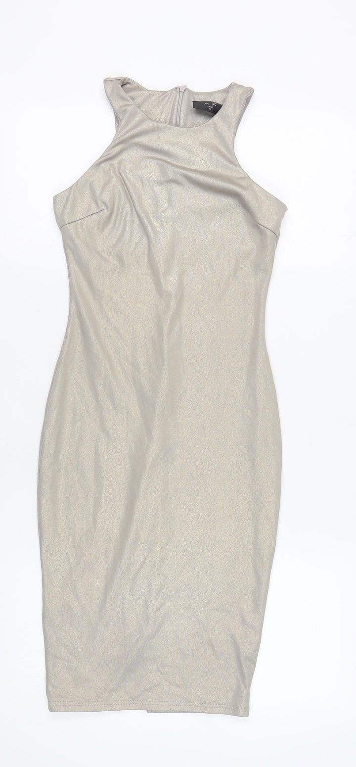 AX Paris Women's Silver Bodycon Dress Size 8