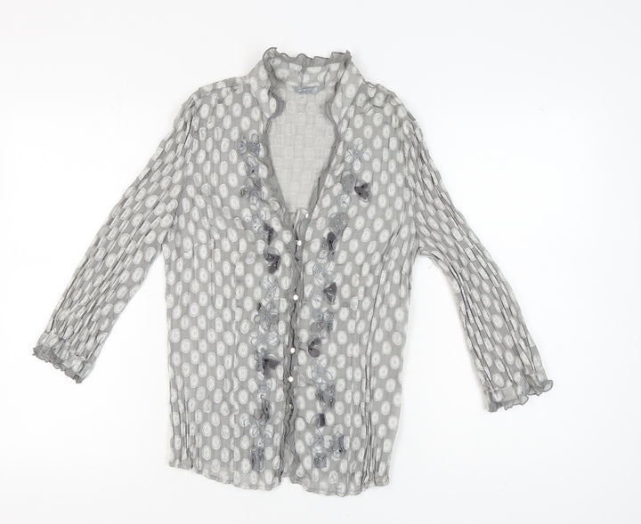 Marks and Spencer Women's Grey Polka Dot Blouse Size 12