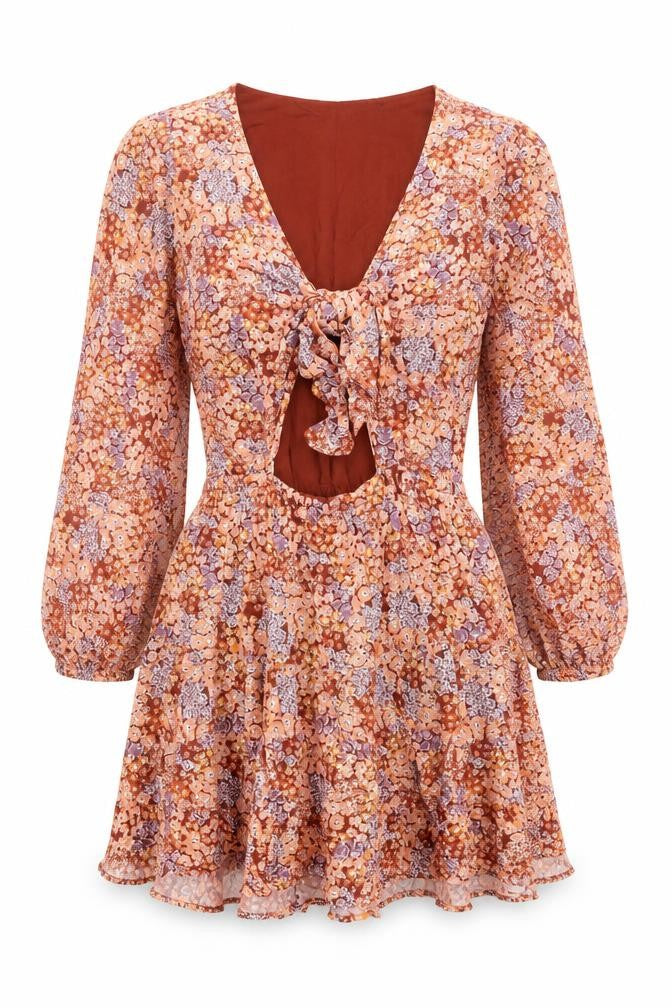 L*SPACE Women's Multicoloured Mini Dress M - Floral Bohemian Style