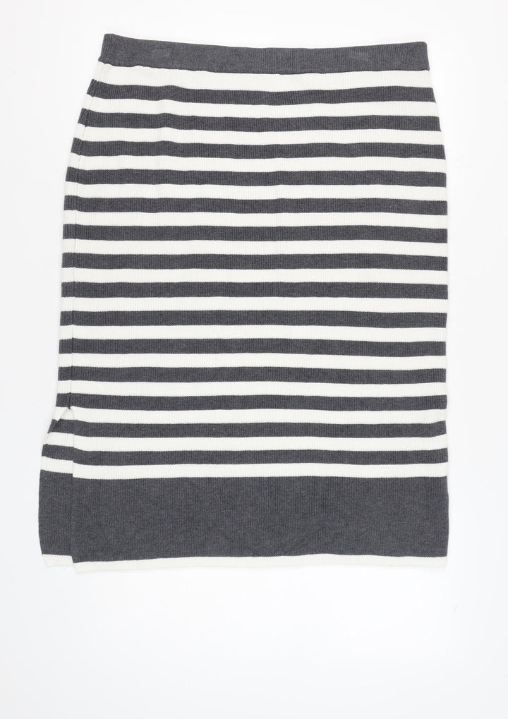 Marks and Spencer Women's Grey Striped Pencil Skirt XL