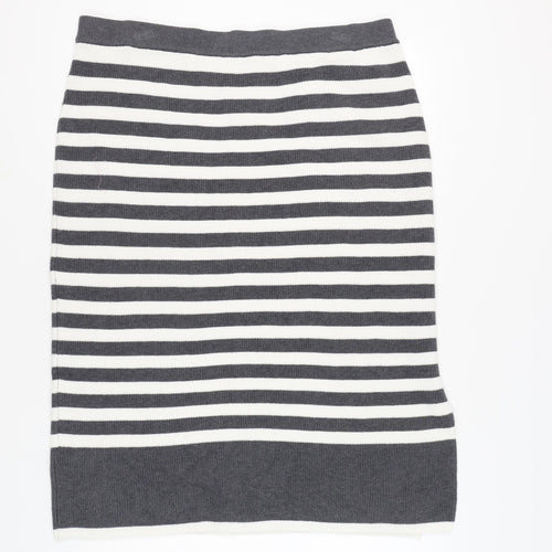 Marks and Spencer Women's Grey Striped Pencil Skirt XL
