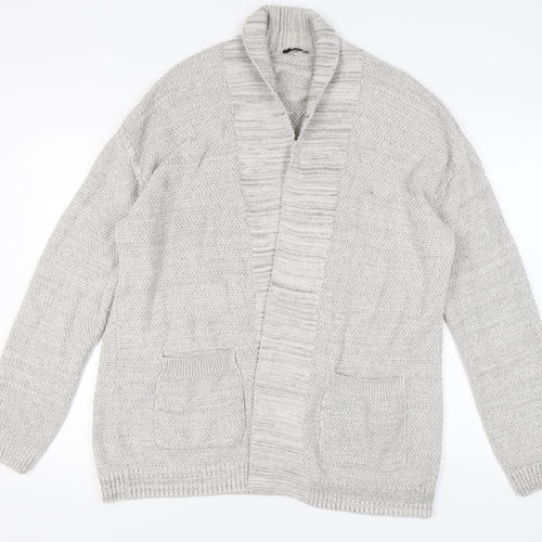 New Look Men's Grey Cardigan, Size L, Casual Knitwear