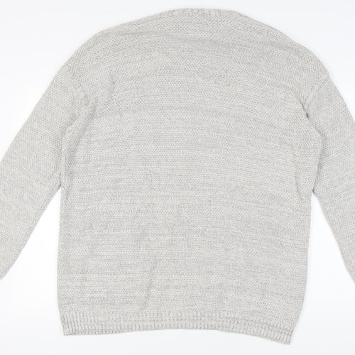 New Look Men's Grey Cardigan, Size L, Casual Knitwear