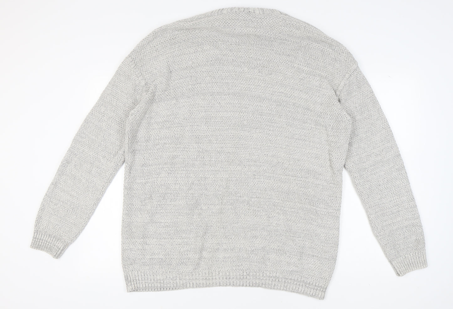 New Look Men's Grey Cardigan, Size L, Casual Knitwear