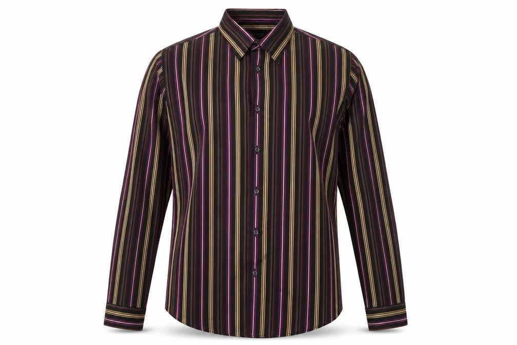Front view of Lakeland Men's Large Multicoloured Striped Cotton Shirt
