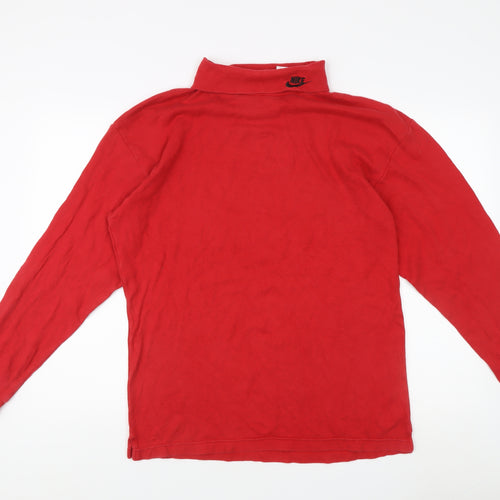 Nike Men's Red Mock Neck Sweatshirt, Size L, Cotton
