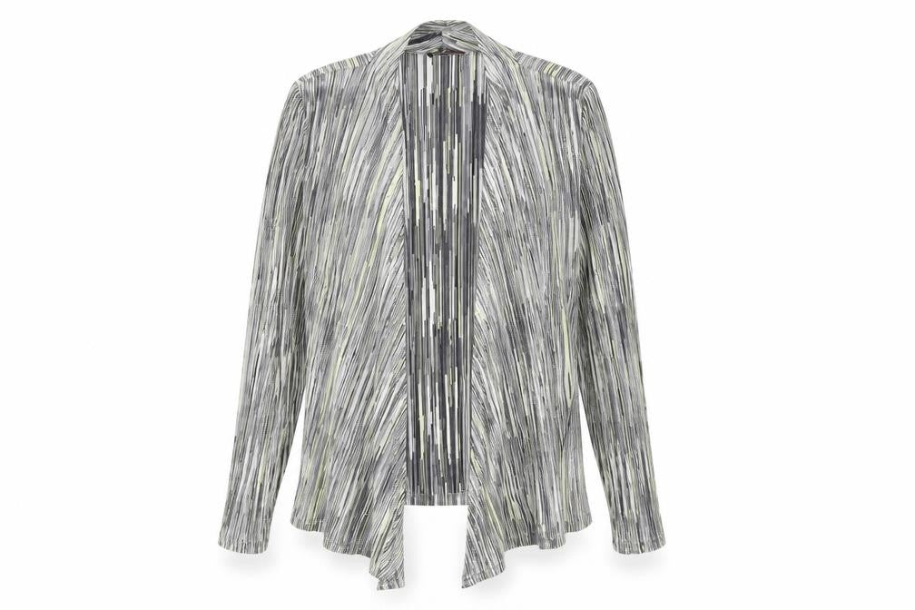 Front view of Anna Rose Women's Medium Black Striped Jacket