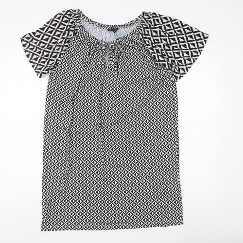 Next Women's Petite Geometric Dress Black Beige Size 18