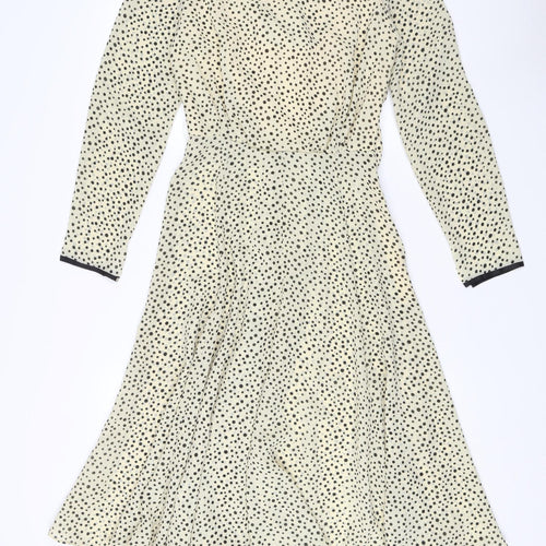 After Six Ivory Polka Dot Fit & Flare Dress Size 12