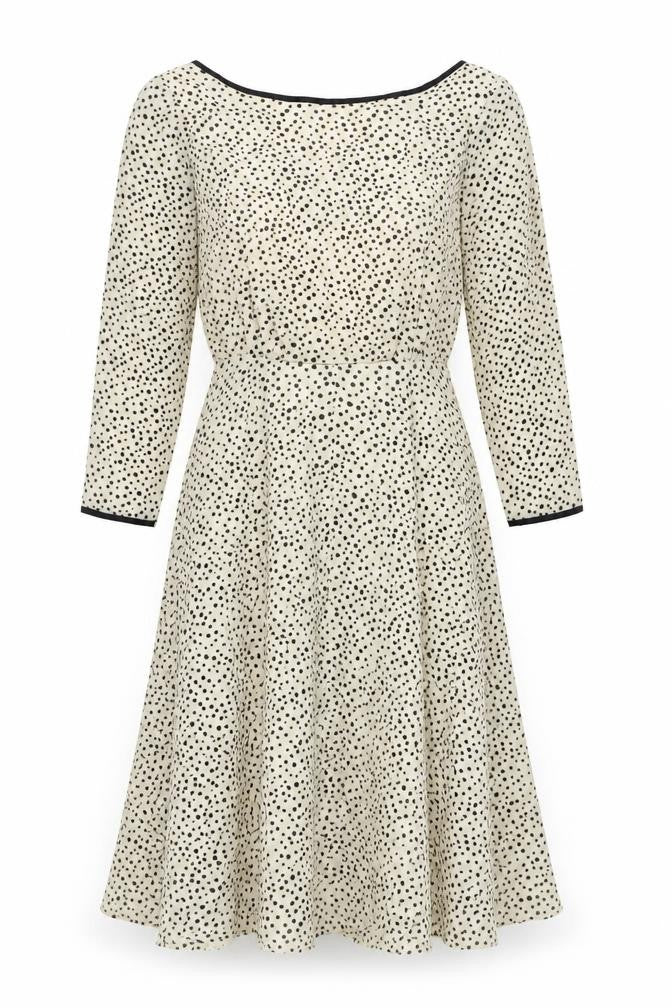 After Six Ivory Polka Dot Fit & Flare Dress Size 12