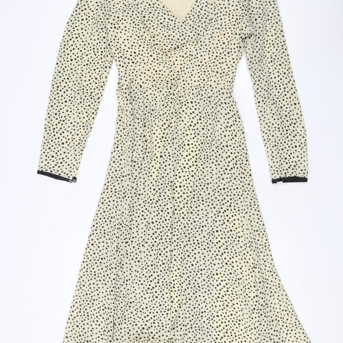 After Six Ivory Polka Dot Fit & Flare Dress Size 12