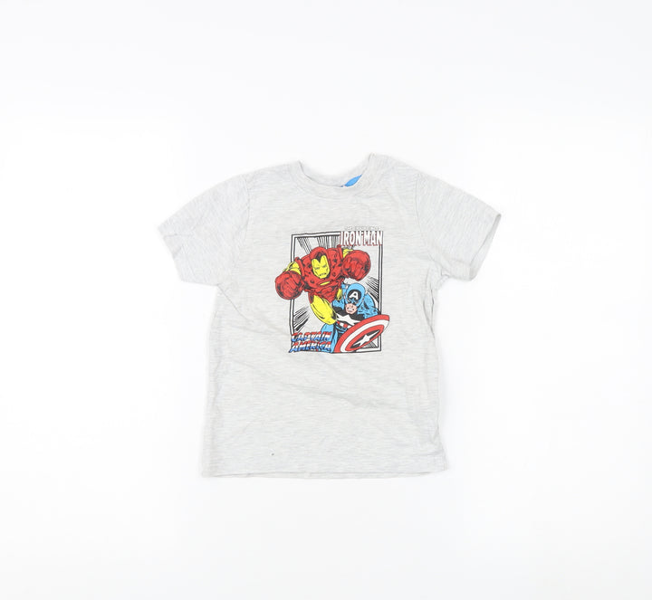 Marvel Boys Grey T-Shirt, Size 4-5 Years, Superhero Graphic