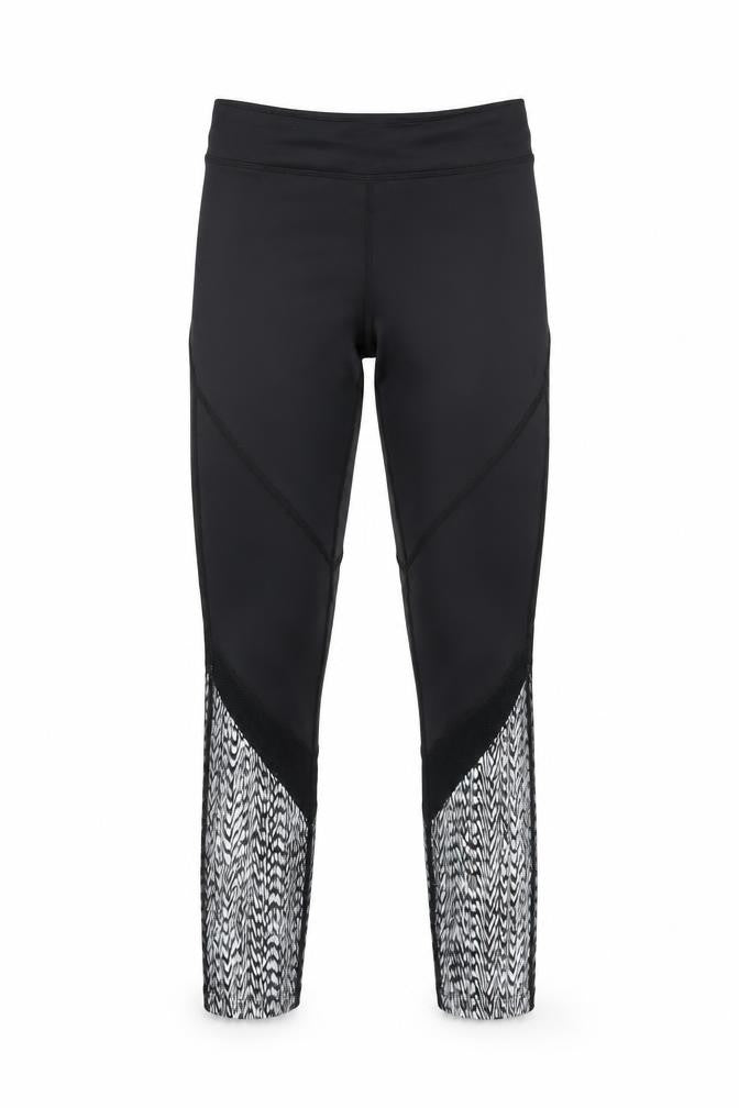 Front view of Dare 2b Women's Black Slim Fit Geometric Leggings, size 8