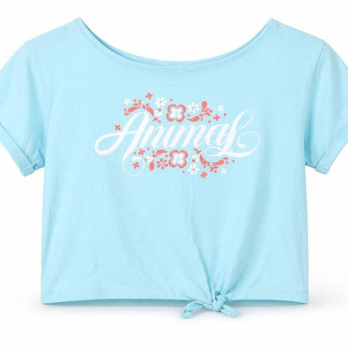 Animal Girls Blue Cropped T-Shirt 9-10 Years, Graphic Logo Top