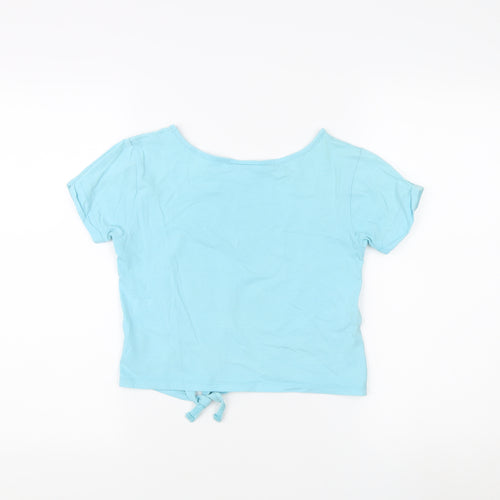 Animal Girls Blue Cropped T-Shirt 9-10 Years, Graphic Logo Top