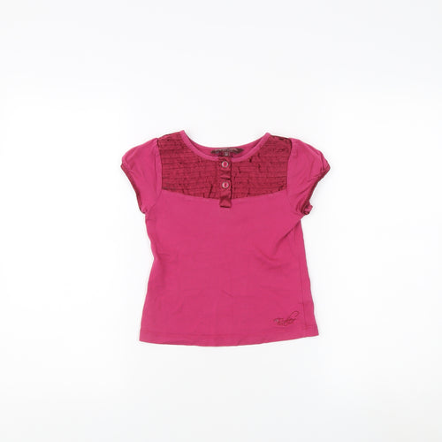 Ted Baker Girls Pink Button T-Shirt 3-4 Years
