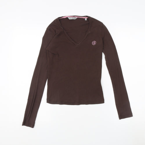 Henri Lloyd Women's Brown Cotton V-Neck T-Shirt Size 2