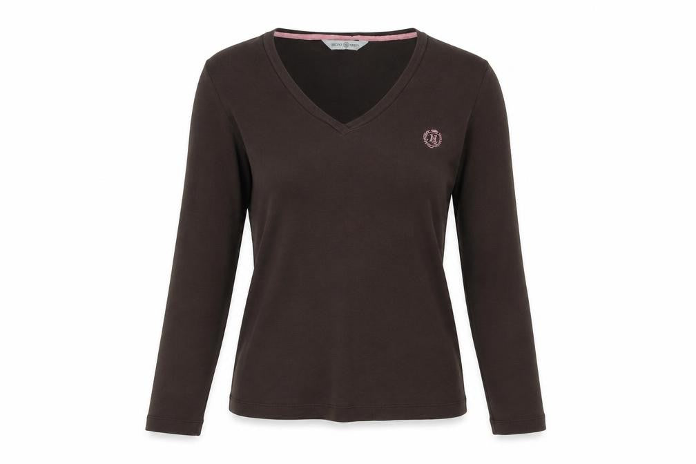 Henri Lloyd Women's Brown Cotton V-Neck T-Shirt Size 2