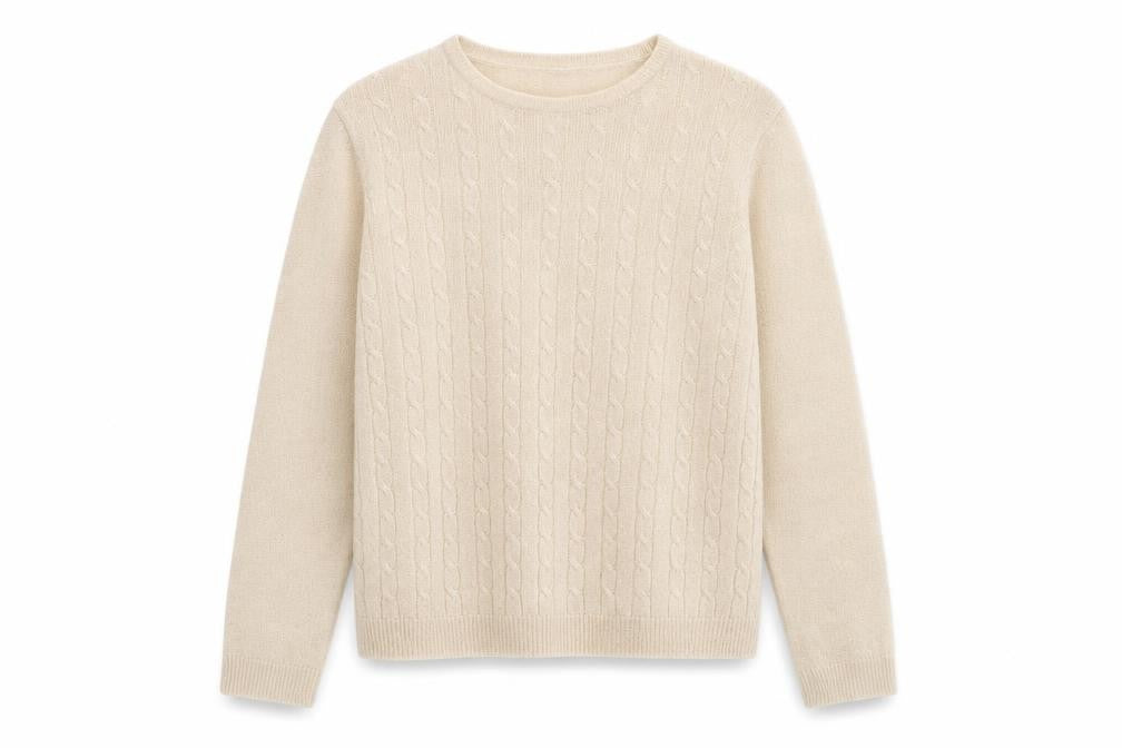 Front view of Honor Millburn Women's Beige Cable-Knit Jumper M