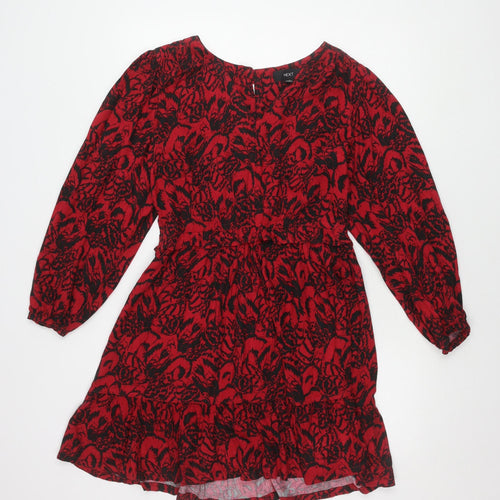 Next Women's Red Animal Print Long Sleeve Dress