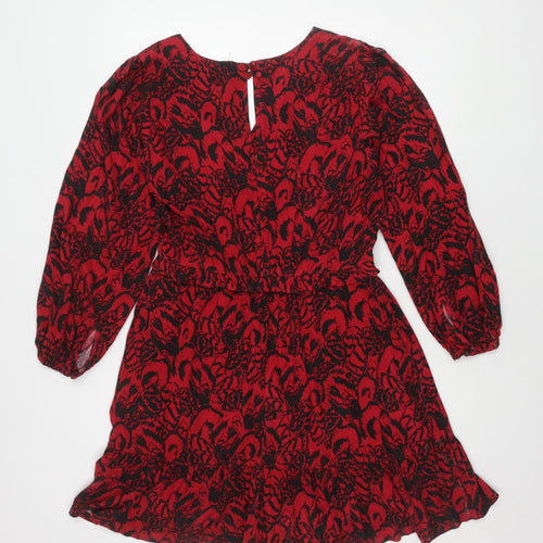 Next Women's Red Animal Print Long Sleeve Dress