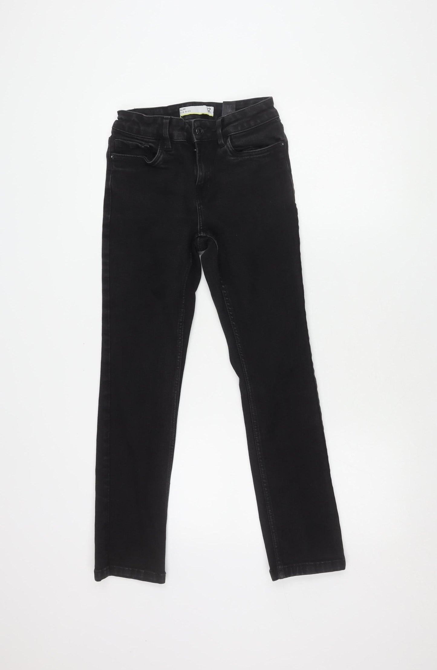 Next Women's Black Slim Jeans Size 12P Mid Rise Elegant