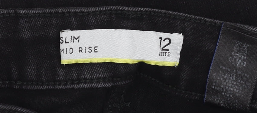 Next Women's Black Slim Jeans Size 12P Mid Rise Elegant