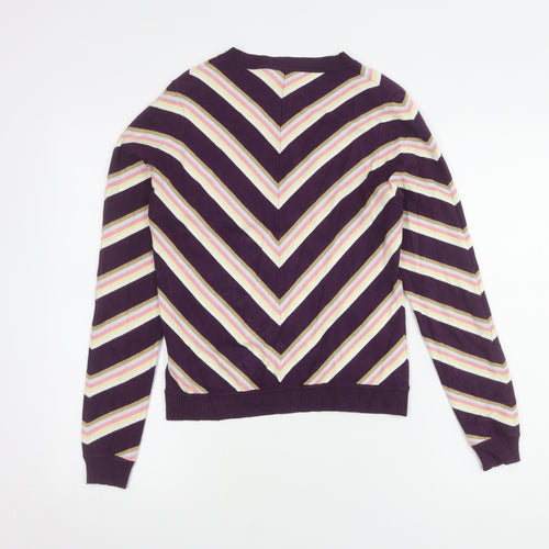 Jasper Conran Women's Purple Striped V-Neck Pullover M