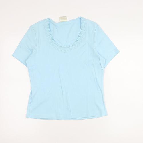 Eastex Women's Blue Cotton T-Shirt - Size 10, Embroidered