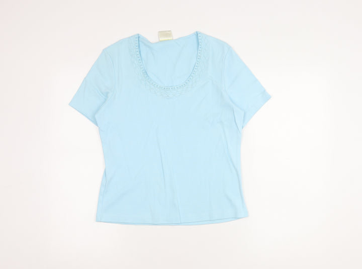 Eastex Women's Blue Cotton T-Shirt - Size 10, Embroidered
