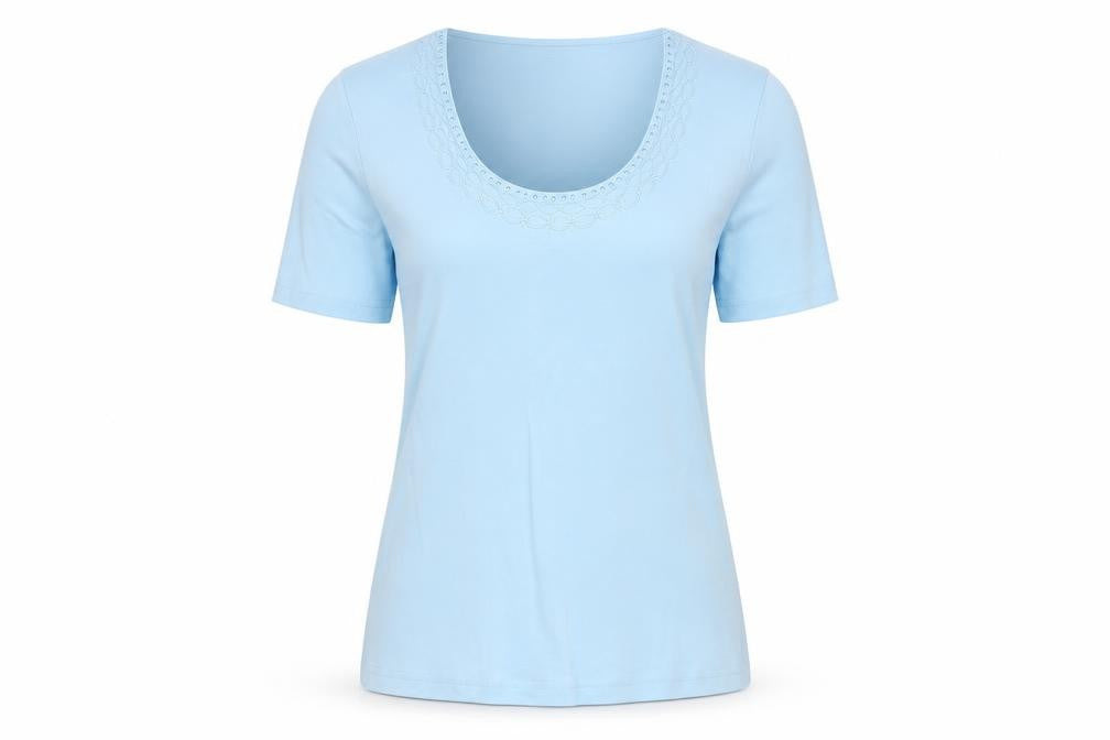 Eastex Women's Blue Cotton T-Shirt - Size 10, Embroidered
