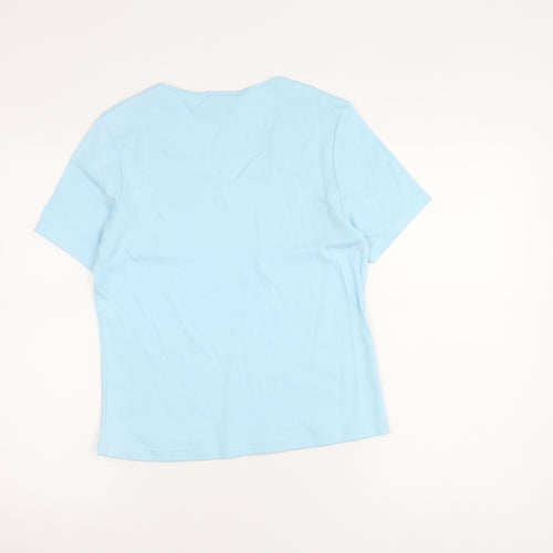 Eastex Women's Blue Cotton T-Shirt - Size 10, Embroidered
