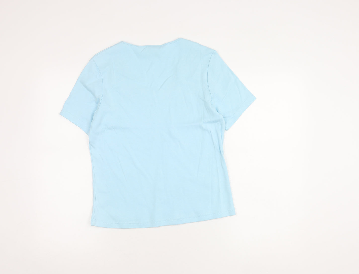 Eastex Women's Blue Cotton T-Shirt - Size 10, Embroidered