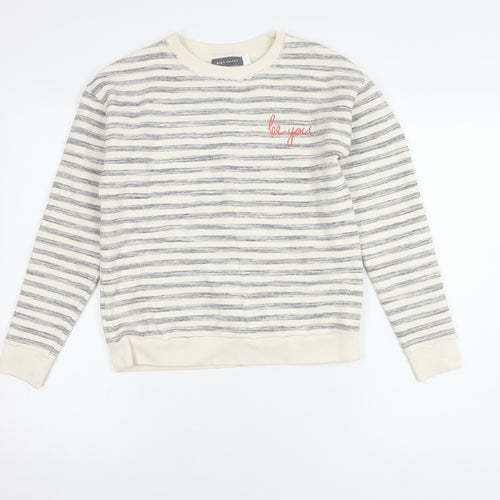 Mint Velvet Women's Grey Striped Pullover Sweatshirt Size 6