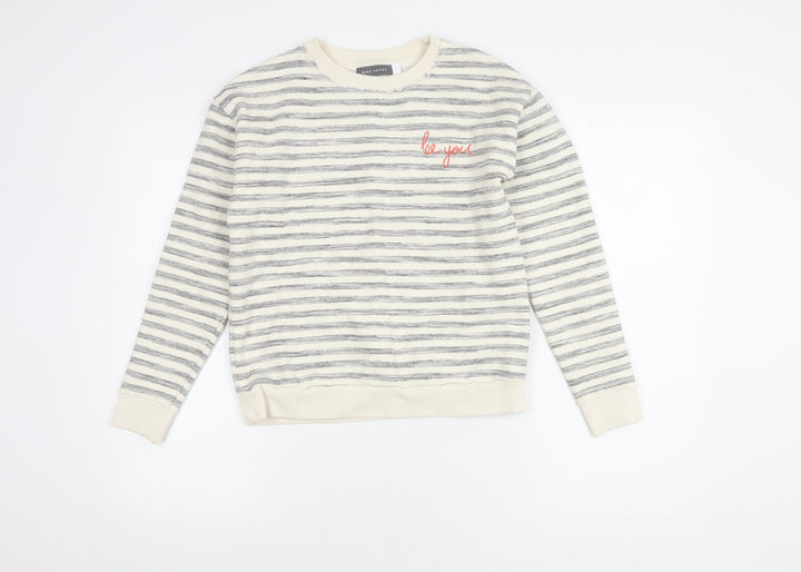 Mint Velvet Women's Grey Striped Pullover Sweatshirt Size 6