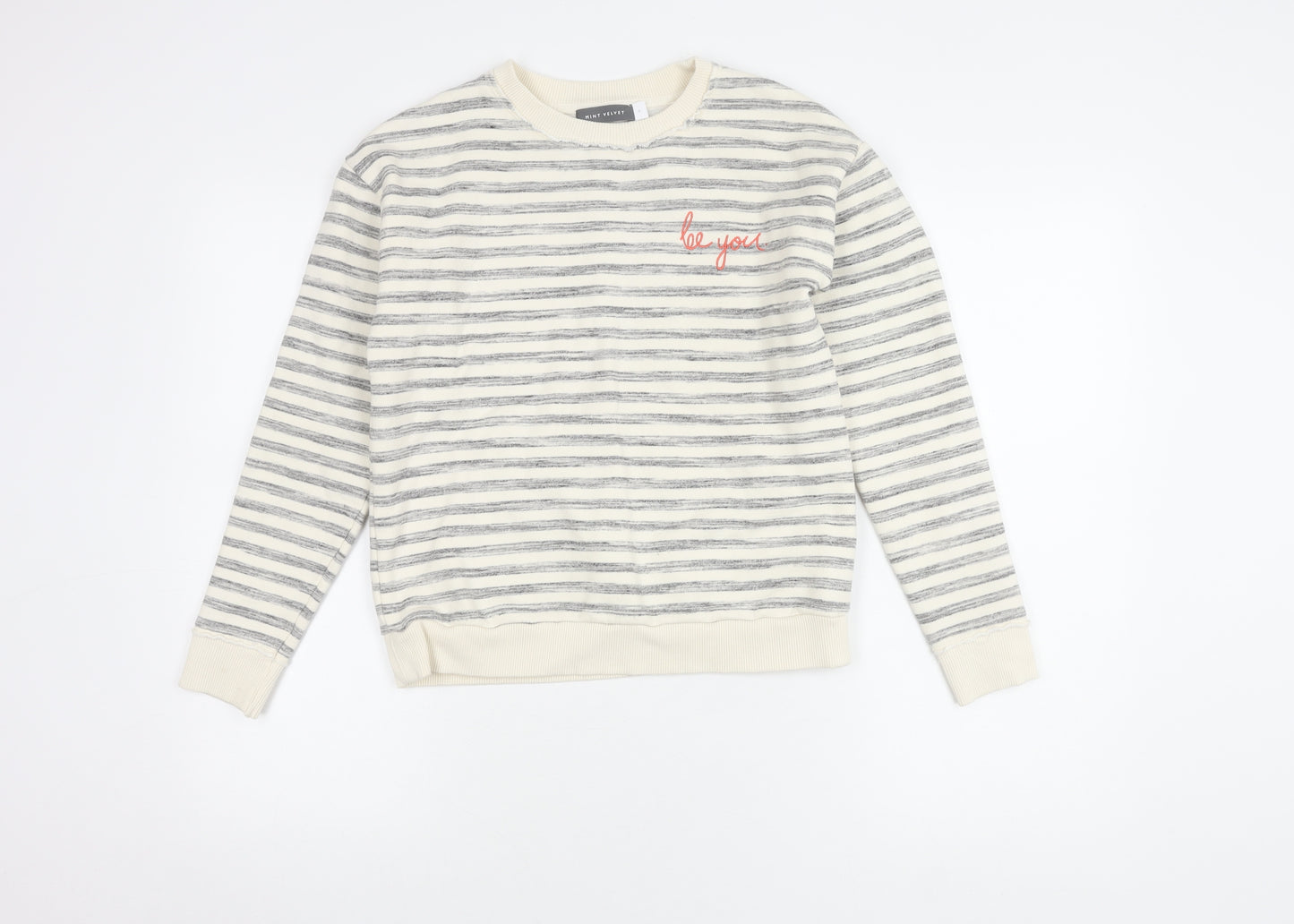 Mint Velvet Women's Grey Striped Pullover Sweatshirt Size 6